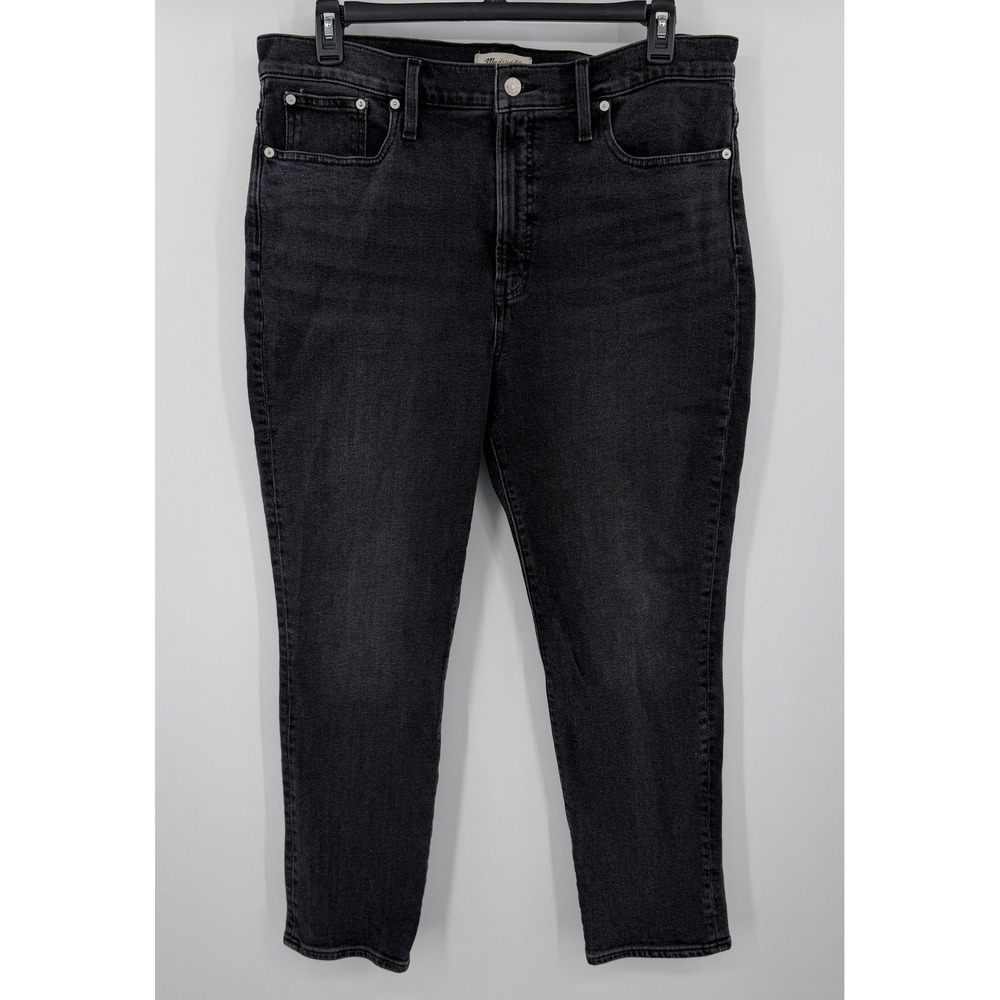 Madewell High Rise Skinny Jeans Faded Black Denim Size 34 Slim Leg 2151